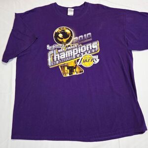 LOS ANGELES LAKERS 2010 NBA FINALS CHAMPIONS PURPLE T-SHIRT MENS SIZE 2XL XXL